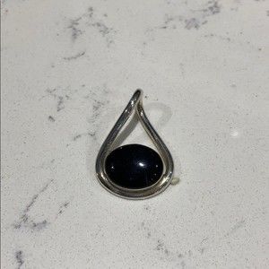 Black Onyx and silver pendant